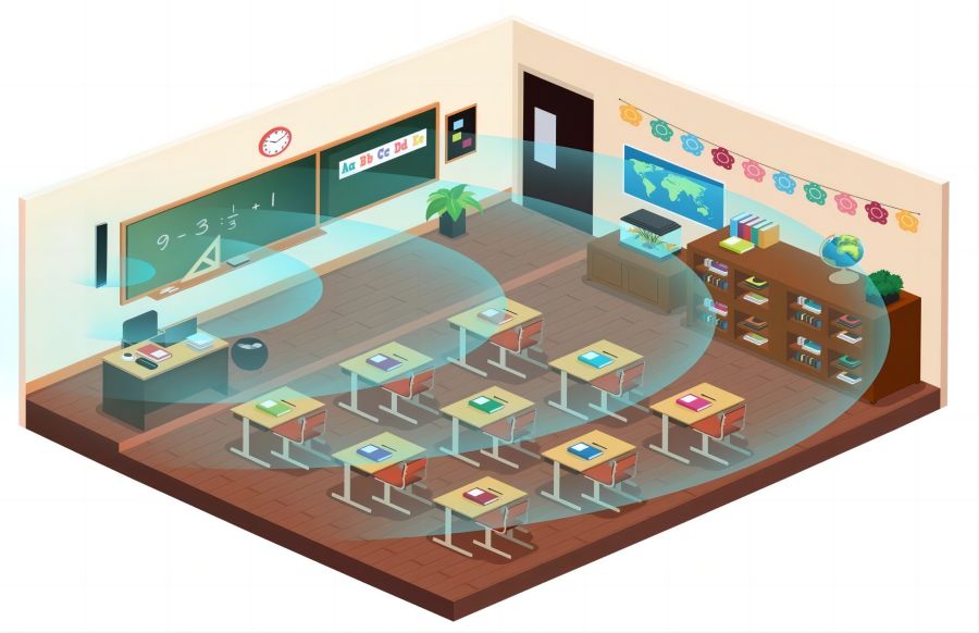 教室均衡擴聲系統(tǒng)在教室一側(cè)安裝