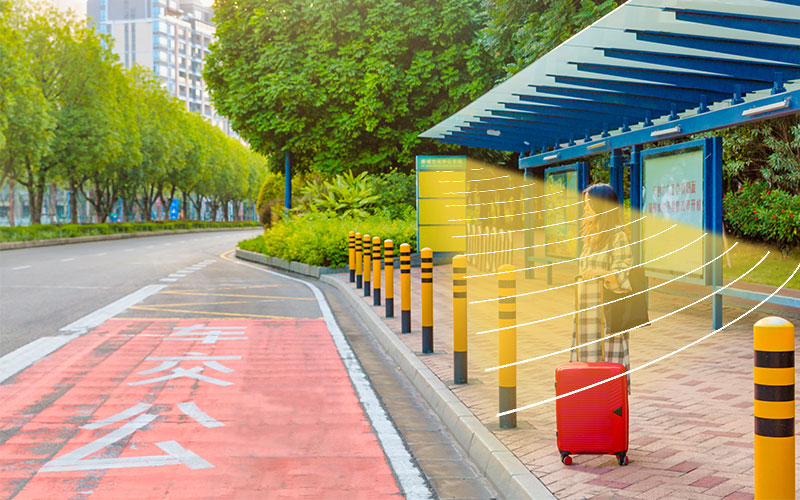 公交站臺，定向擴聲音箱