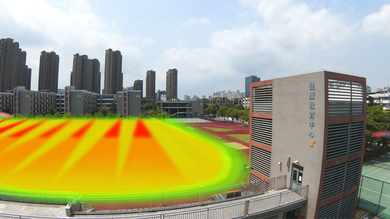 靜音操場音柱,定向發(fā)聲示意圖