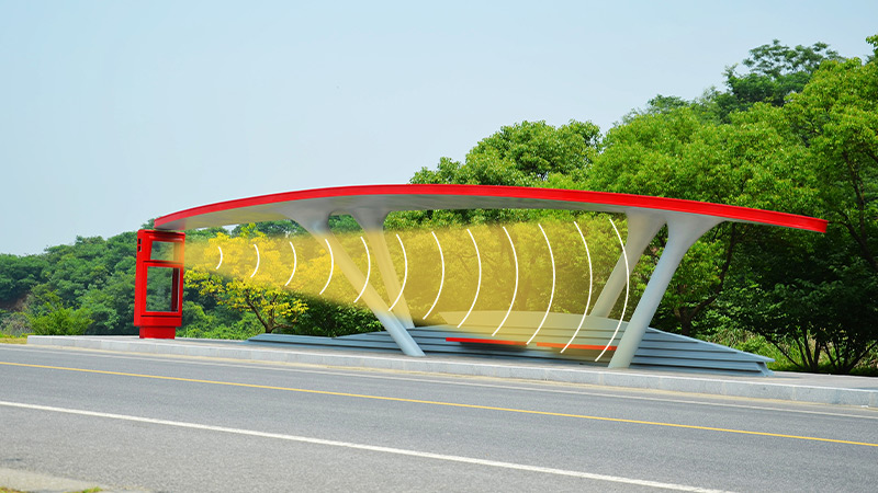 公交站臺集成定向音響，定向發聲示意圖