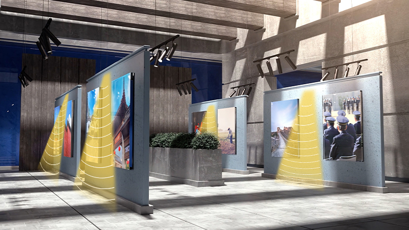 展覽館定向解說聲音分區，互不干擾