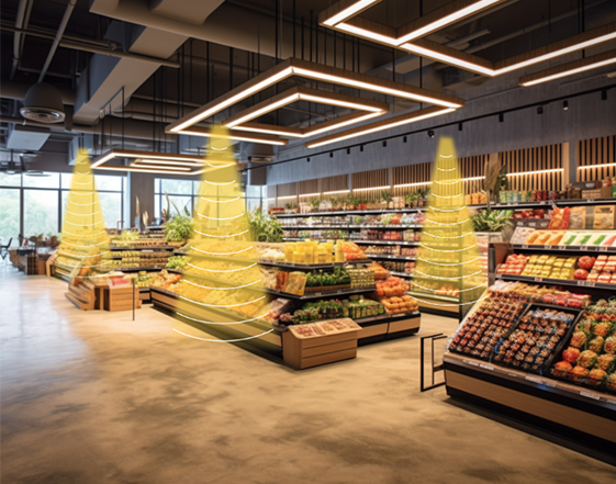 超市定向揚(yáng)聲器傳達(dá)促銷(xiāo)信息和購(gòu)物指引，提高購(gòu)物效率，減少噪音干擾。